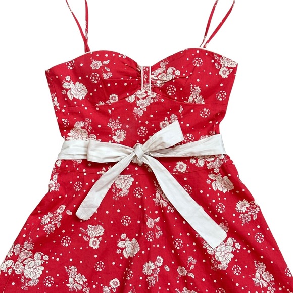 City Triangle Red Floral Print Dress‎ Sweetheart Sundress Party Summer - Picture 12 of 14